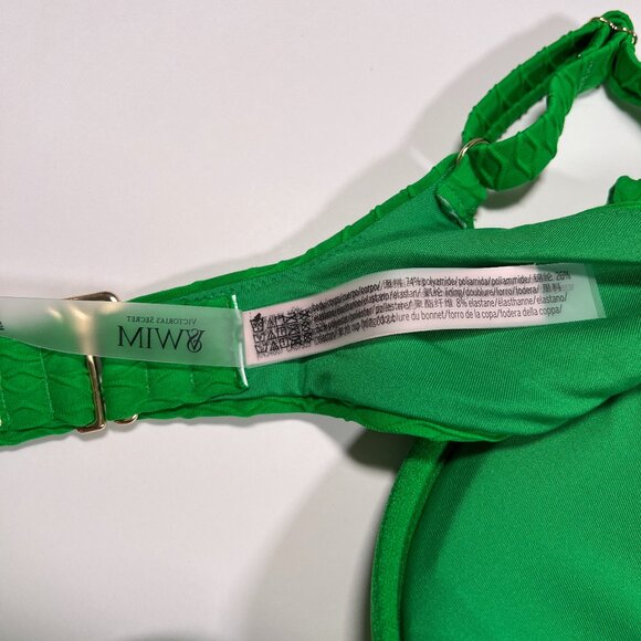 Victoria Secret 34DD TWIST FRONT Push Up Bikini Top Underwire Textured Green - Picture 7 of 7